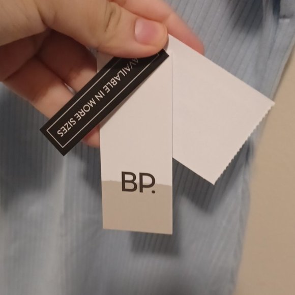 BP. Blue Tie Front Lettuce Edge  Rib Dress - Picture 5 of 8